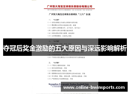 夺冠后奖金激励的五大原因与深远影响解析