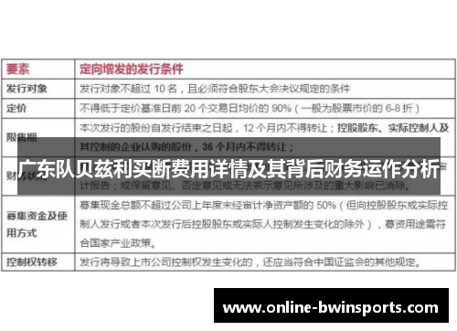 广东队贝兹利买断费用详情及其背后财务运作分析
