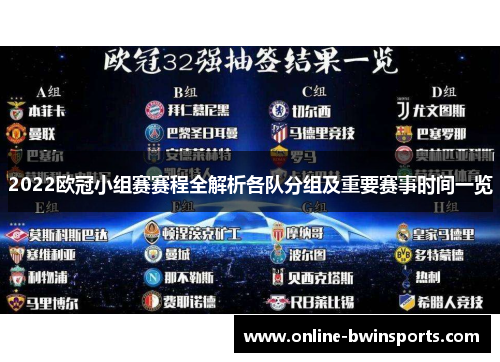 2022欧冠小组赛赛程全解析各队分组及重要赛事时间一览